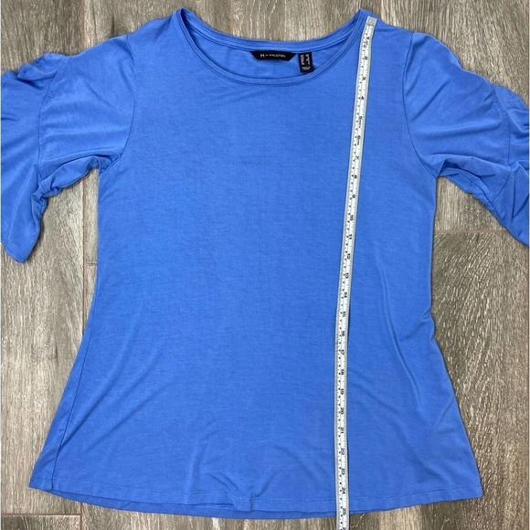 H by Halston Flutter Sleeve Crew Neck Knit Top Pool Blue Size Extra Small XS - Picture 5 of 8